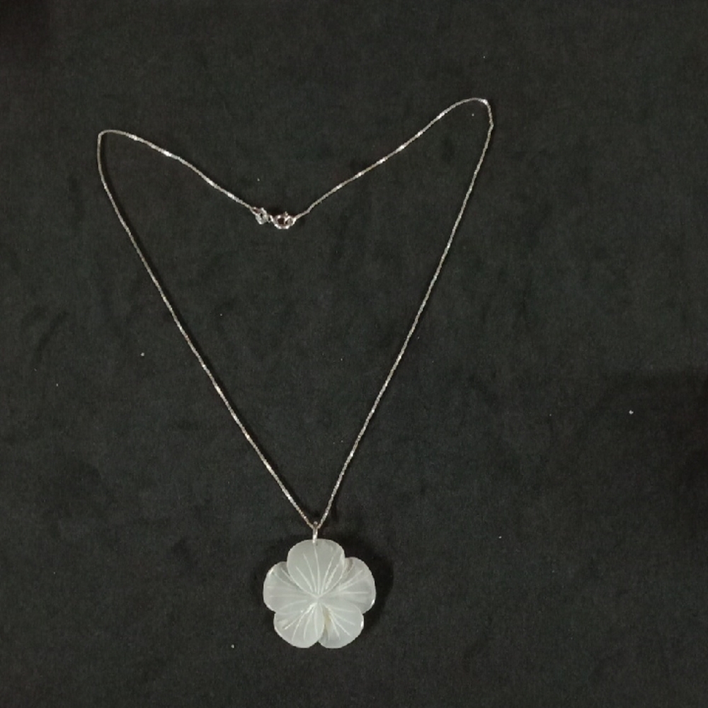 Italy Sterling Silver Carved Mother Of Pearl #A241